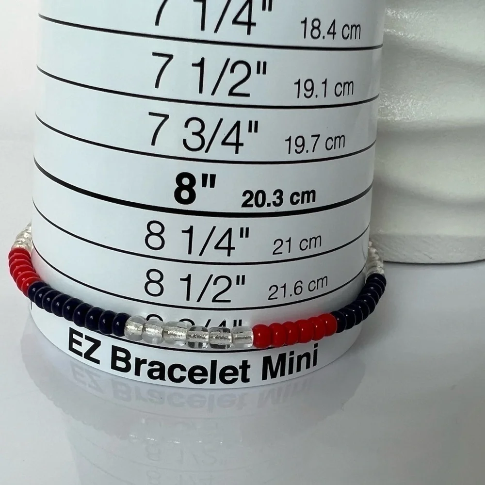 RED White& Blue Glass Stretch Beaded Anklet